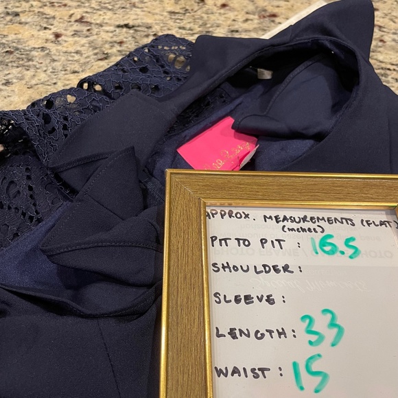 Lilly Pulitzer Britnee Dress NEW Navy Blue Ruffle Lace Back Cocktail Short - Picture 10 of 10